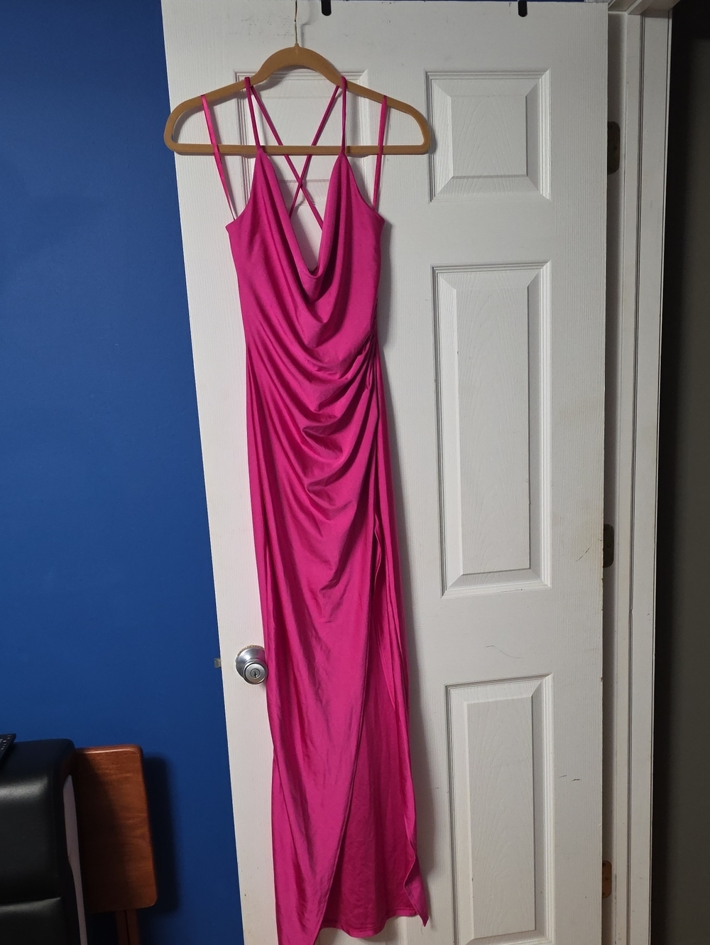 Windsor Fuchsia Draped Cowl Neck Maxi Dress